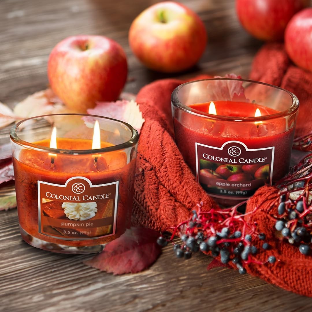 Colonial Candle Pumpkin Pie Scented Jar Candle, 2 Wick, 3.5 oz, Mottled Wax Cand
