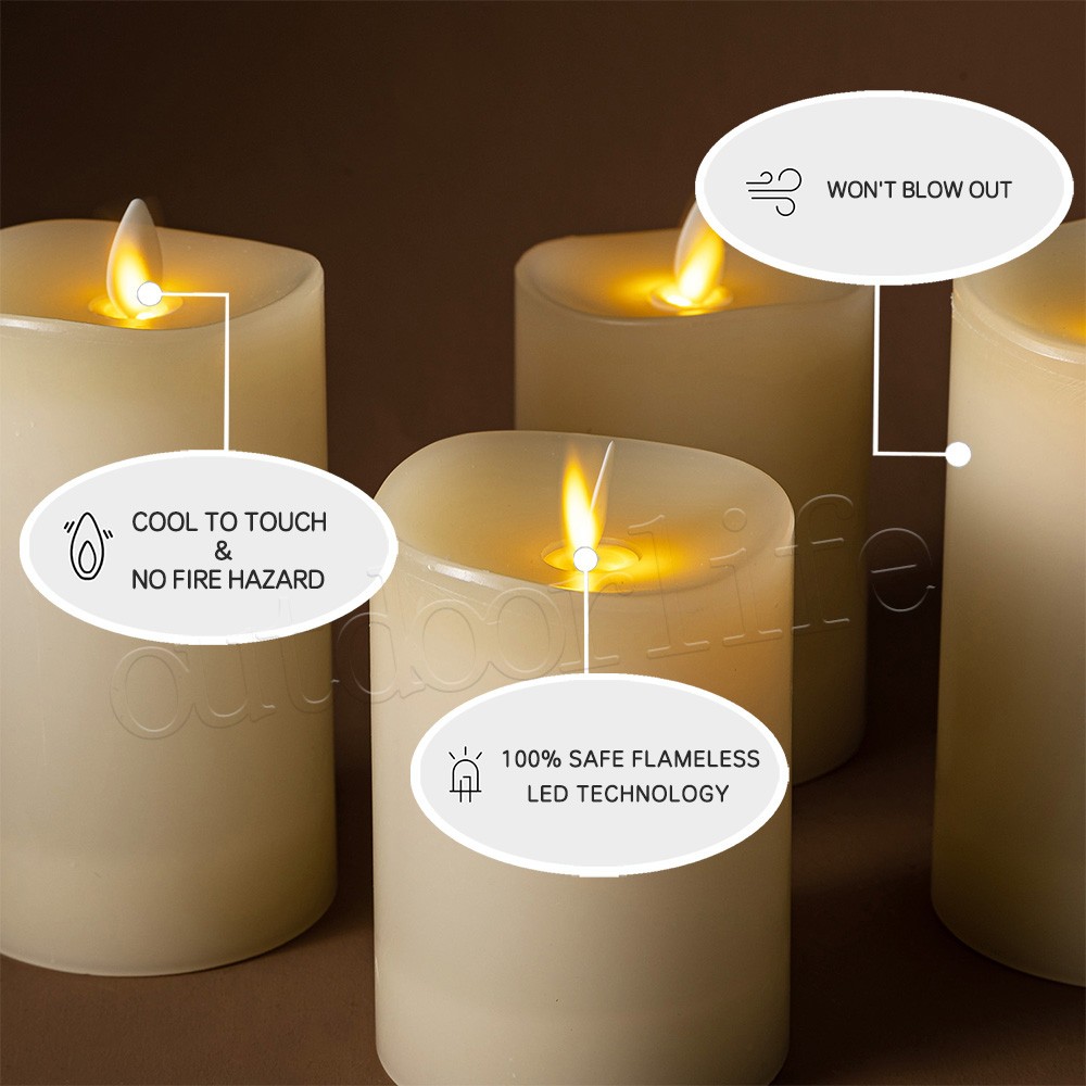 Luminara Flameless Pillar Wax Battery Operated LED Candle with Remote Ivory 4.5″