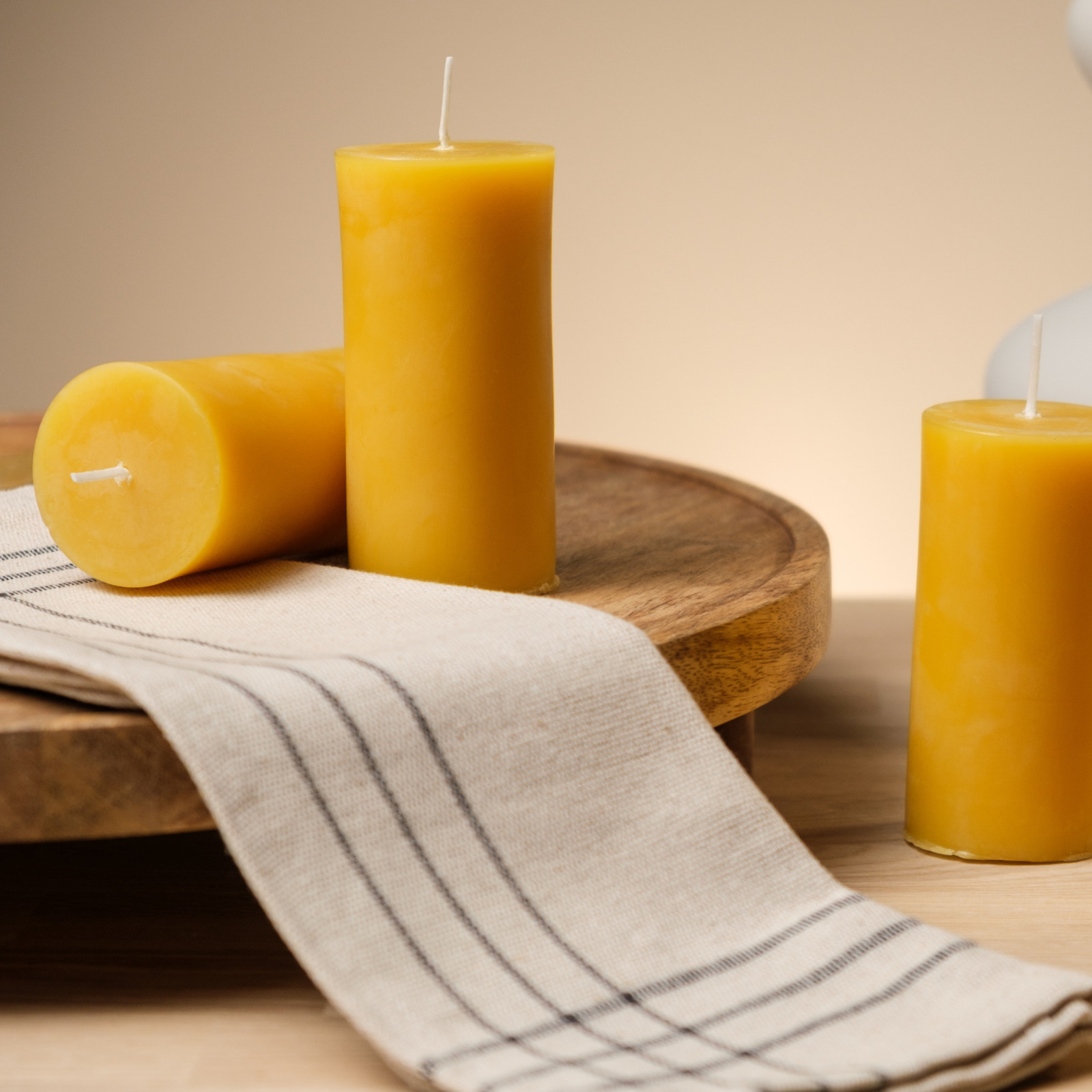 4 Pack 100% Beeswax Pillar Candles 2×4 in Unscented Natural Burn 140 Hours