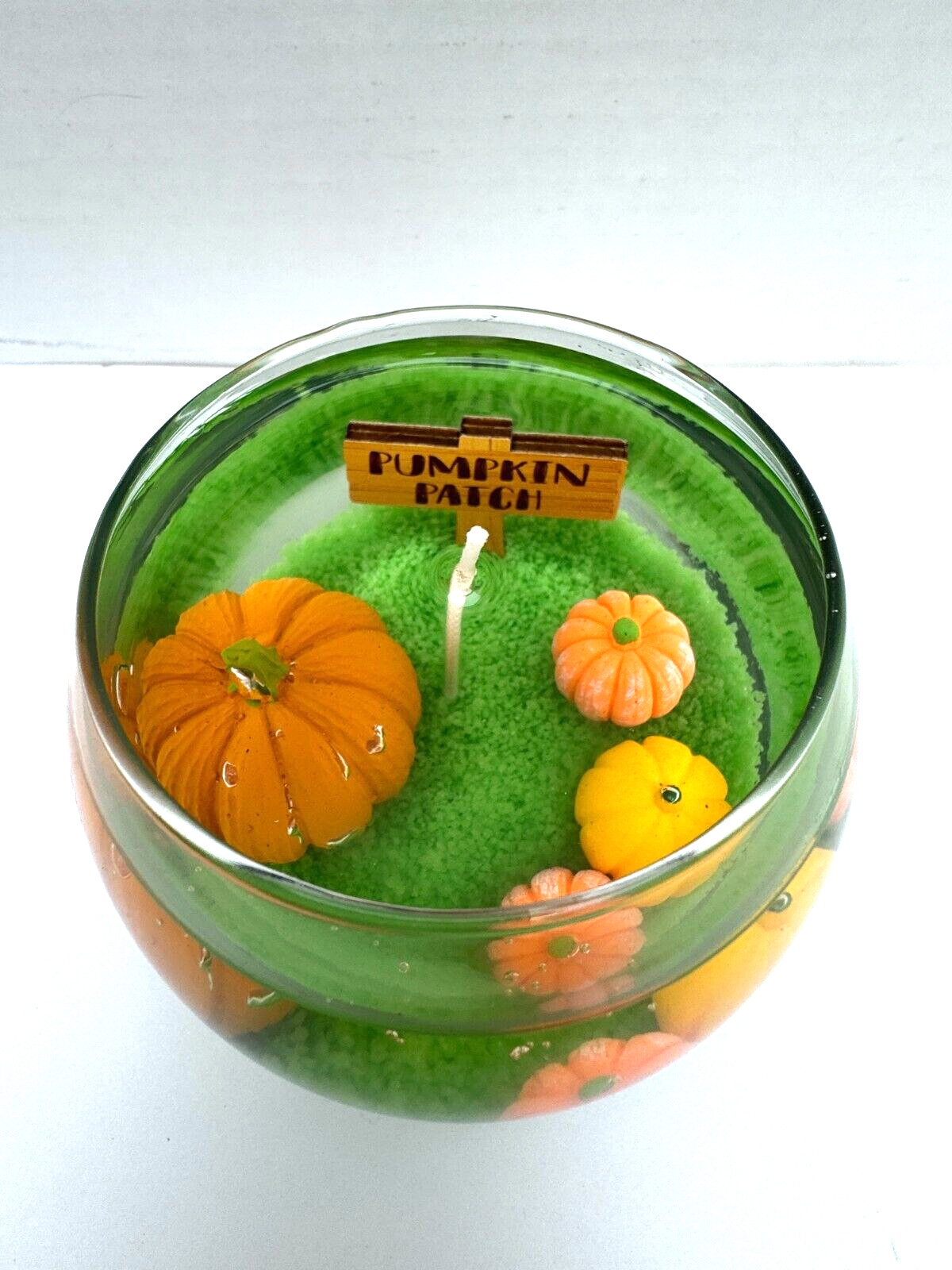 Fall Pumpkin Patch Gel Wax Glass Round Scented Candle Glow Bowl Halloween