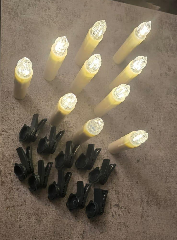 Battery Operated Cordless Flickering LED Candles with Clips & Remote 10 Candles