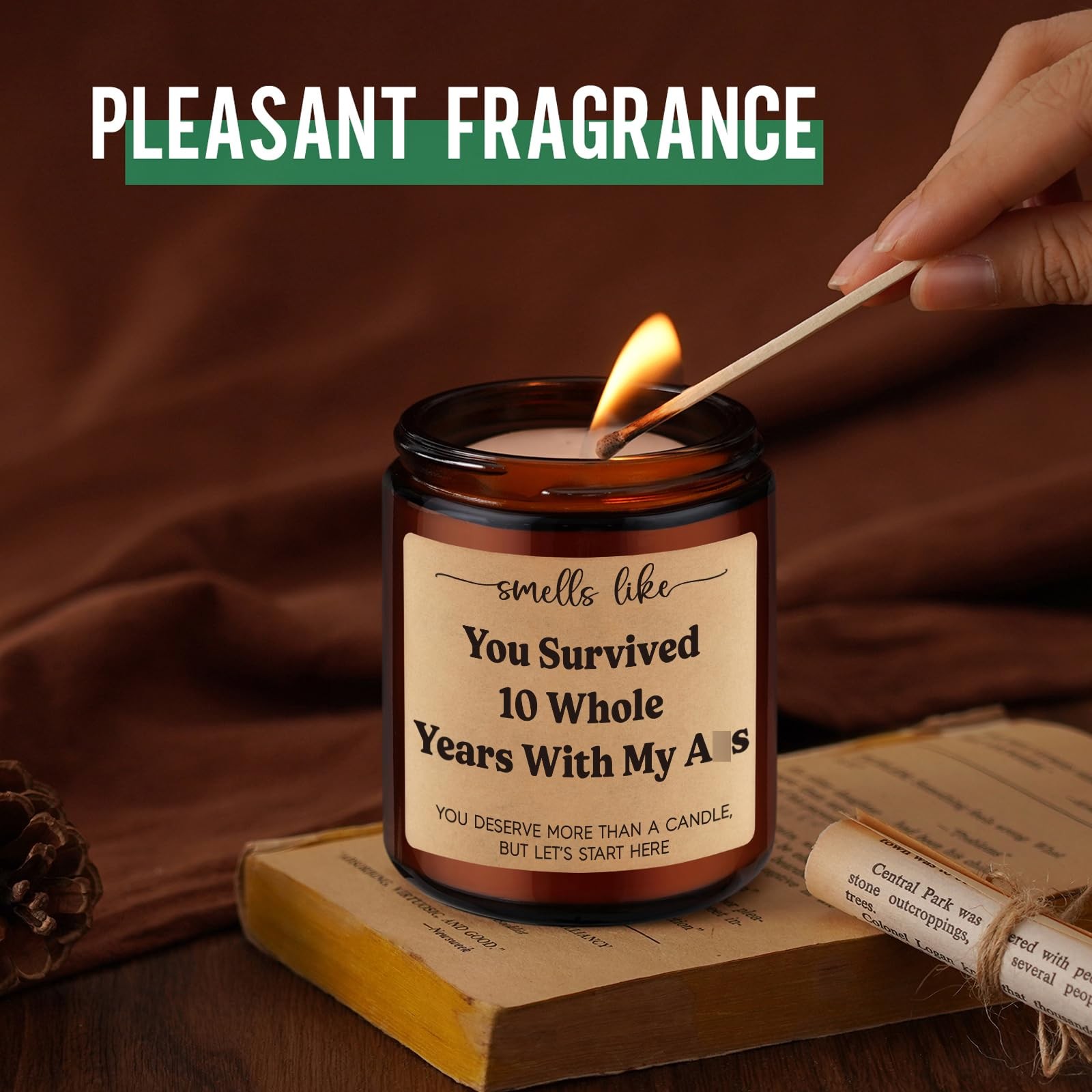 10-Year Tin Anniversary Scented Candle Gift for Him Her Wife Husband