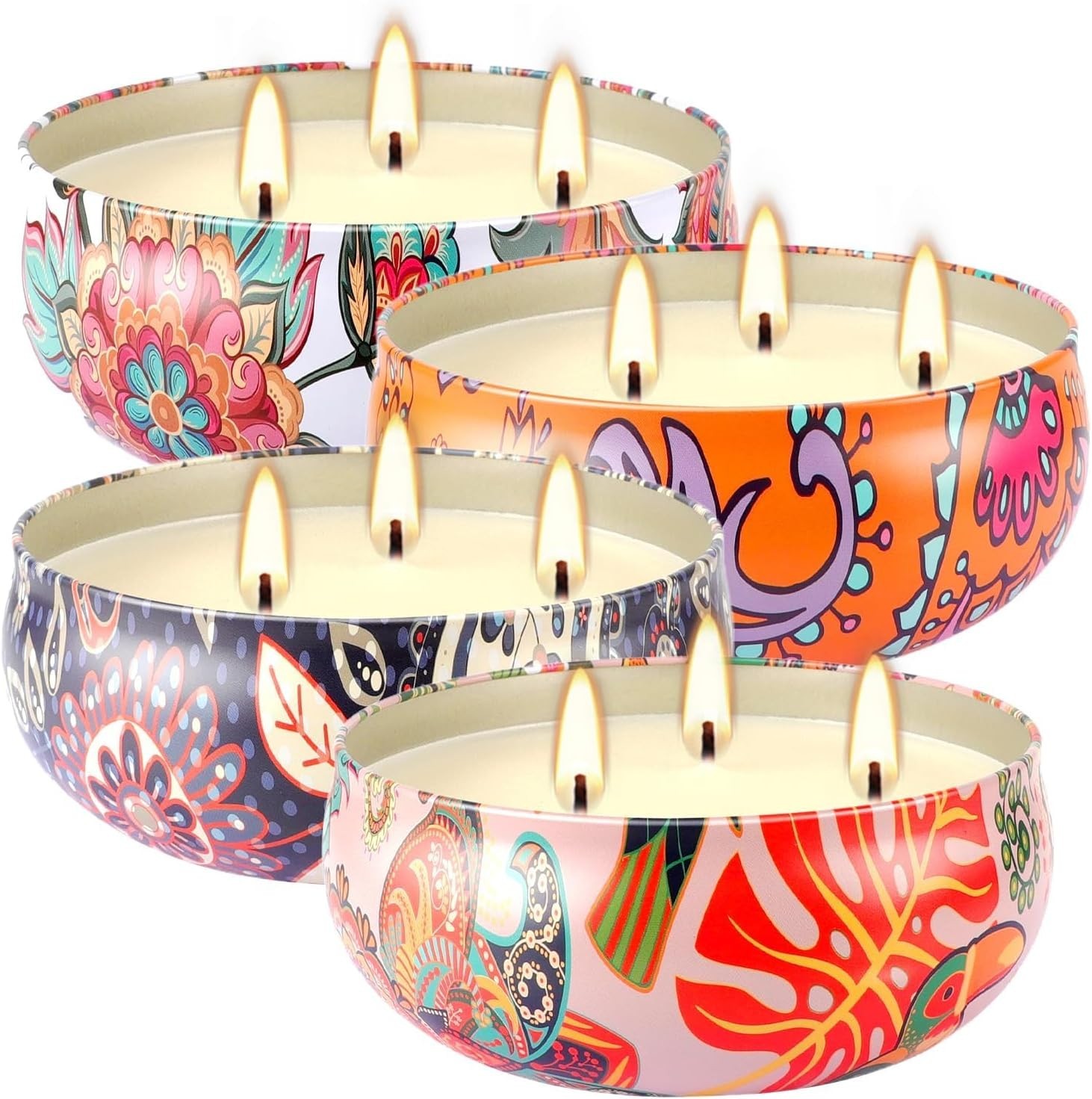 Large Citronella Scented Candle – 3 Wick Indoor & Outdoor Boho Decor Essential
