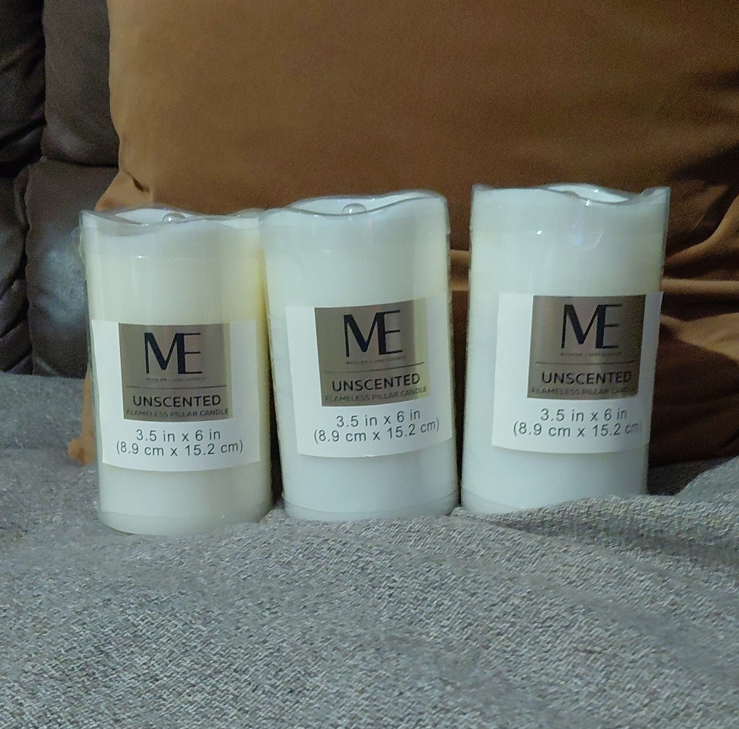 Modern Expressions ME Flameless LED Pillar Candles 3-Pack 3.5×6 White Unscented