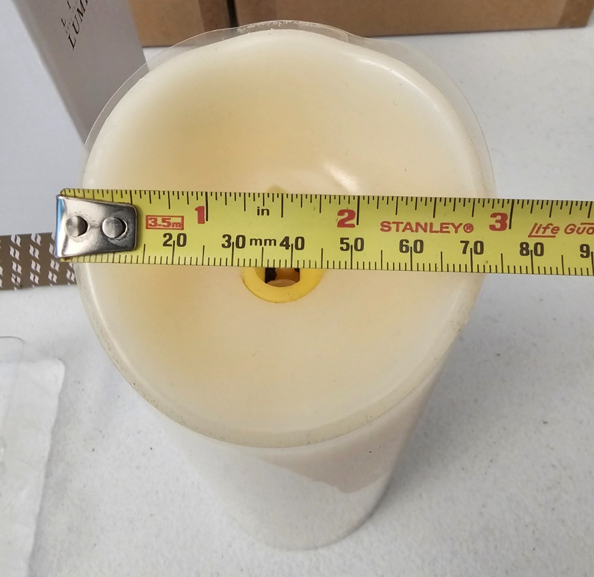 Cream Colored Luminara 3″ X 7″ Pillar Flameless Candle In Original Box