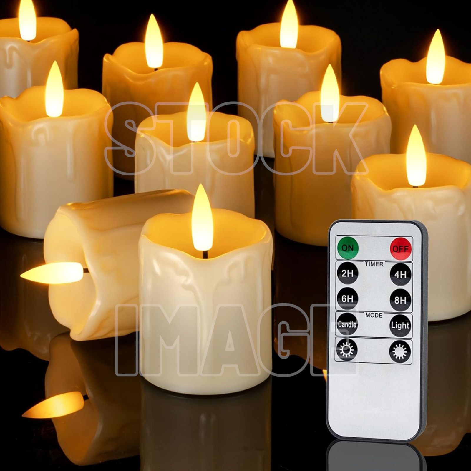 12 Pack 2″ x 2″ Timer Remote Control Flameless Votive Candles Battery Operated