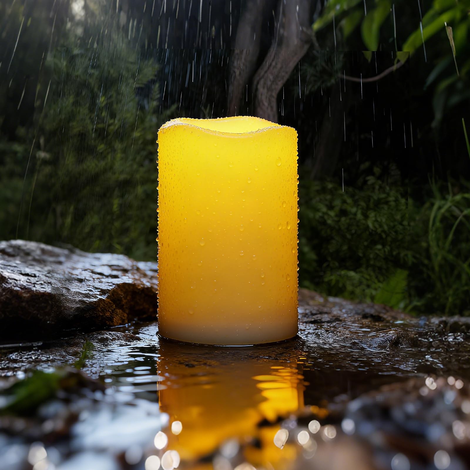 Large Solar Candles Outdoor Waterproof, 4″x6″, Dusk to Dawn, Solar Powered Fl…