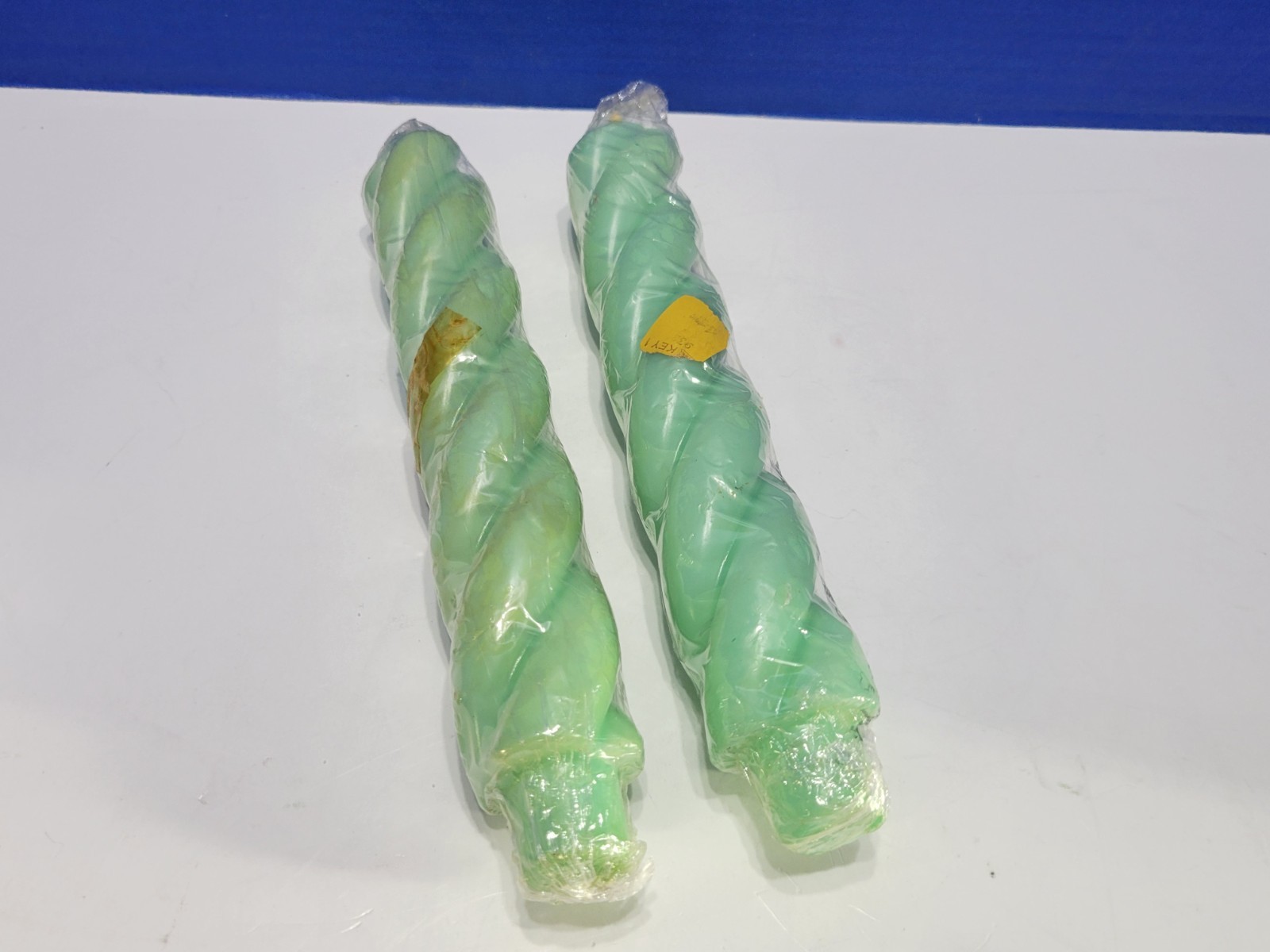 Vintage Emkay Jumbo Candle Gems Twisted Jade Taper Candles