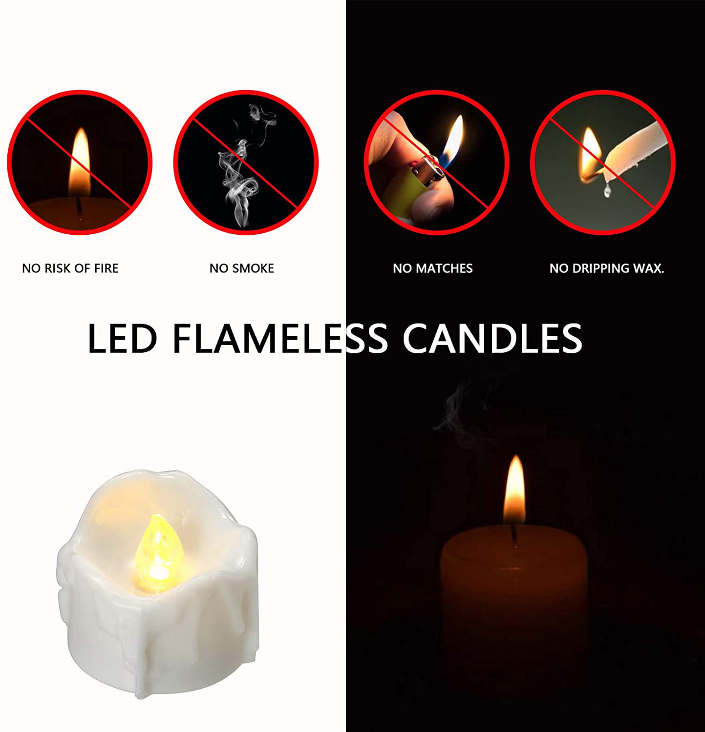 12 Pcs Style Moving Wick Led Flameless Tea Candles With Timer New