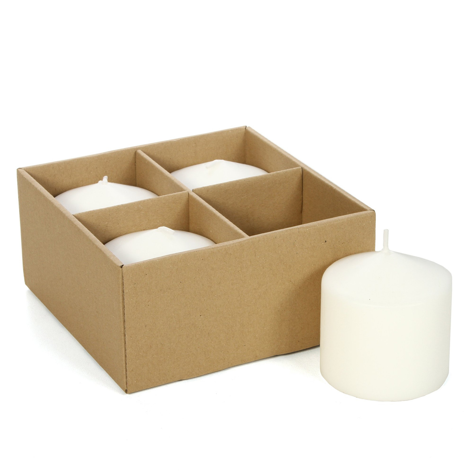 ‘s Set of 4, 3 Inches High, White Unscented Pillar Candles