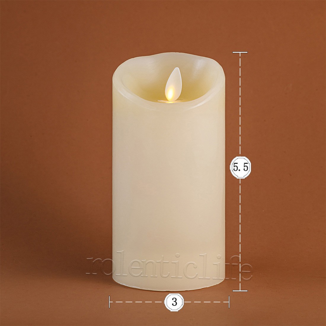 3″X6.5″H Luminara Flameless LED Pillar Wax Battery Candles w/Remote Moving Flame