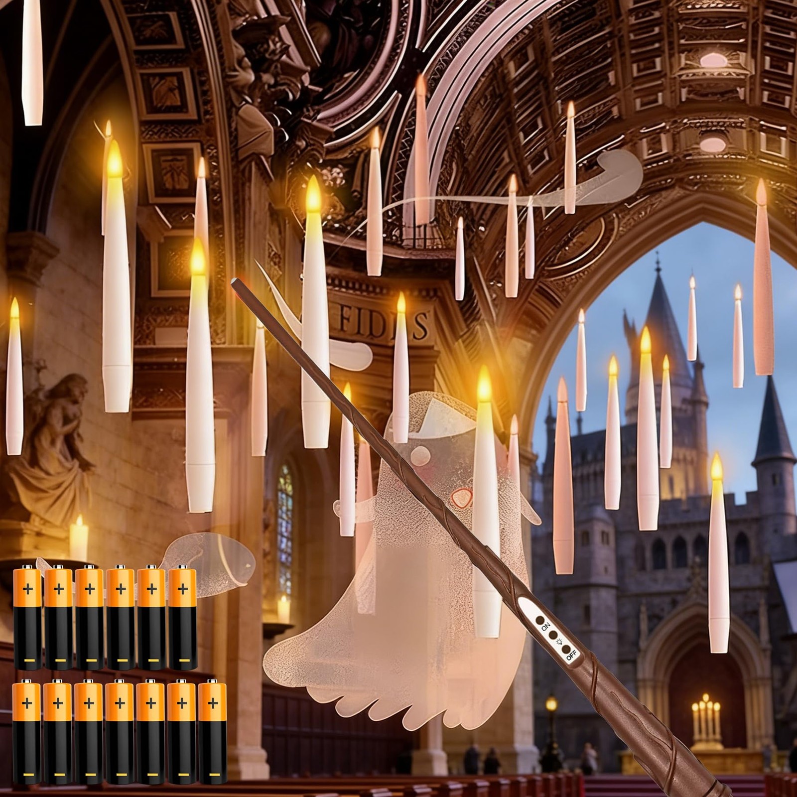 Floating Candles with Wand, 12PCs Magic Hanging Candles with 13 AAA Battery, …