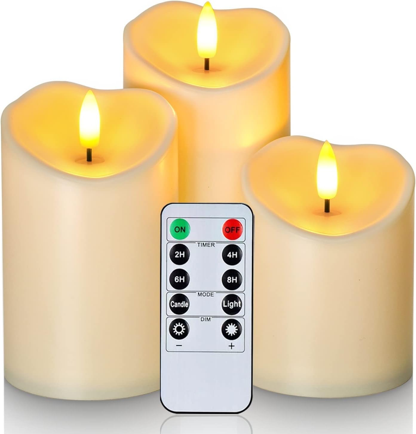 Outdoor Waterproof Flameless Candles Set of 3 with Remote Control – Dark Ivory