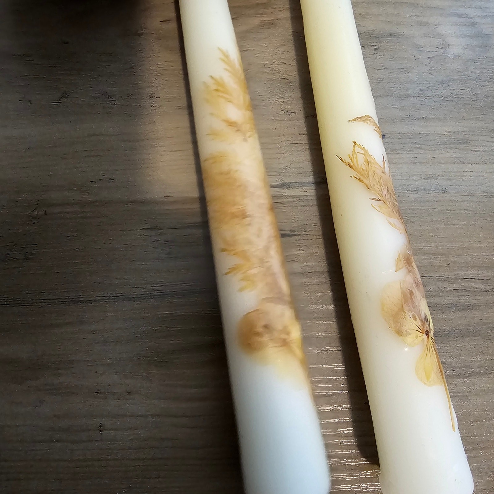 Vintage Homestead Gardens Alaska Pressed Flower Botanical Wax Taper Candles Set