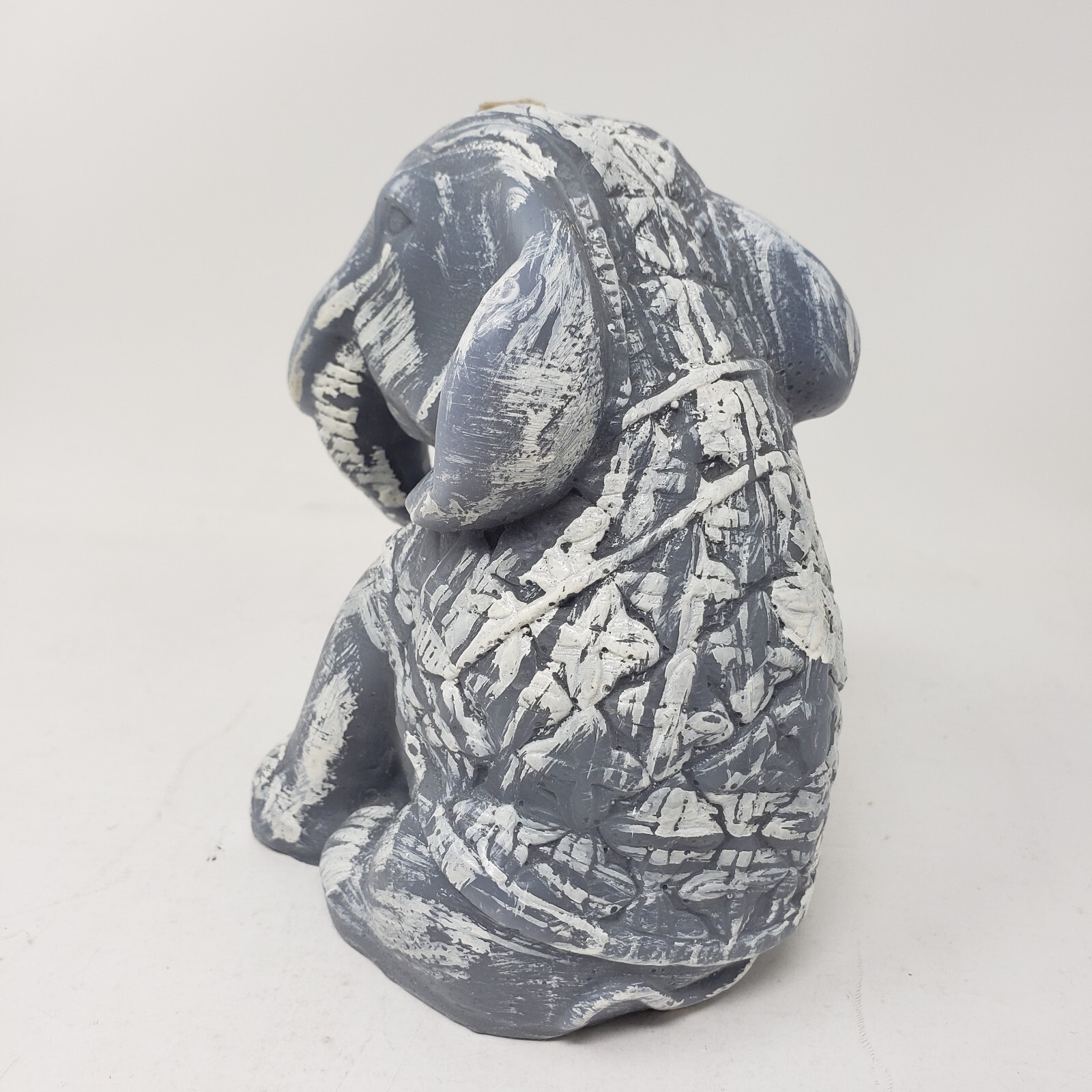 Elephant Candle Sitting Gray White Accent Costumed Wax India 6inch