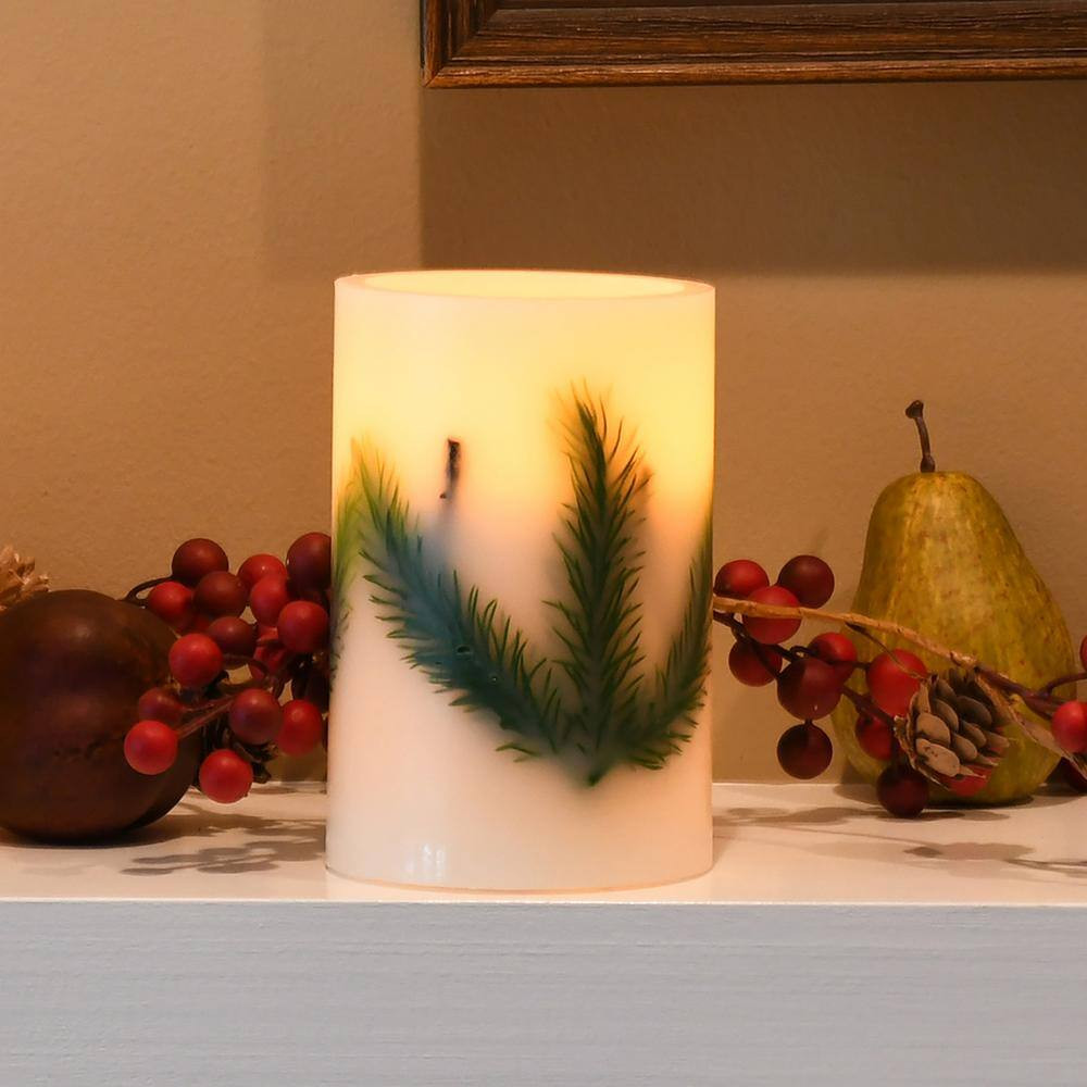 Real Wax 6 In. H Pine Needle LED Candle