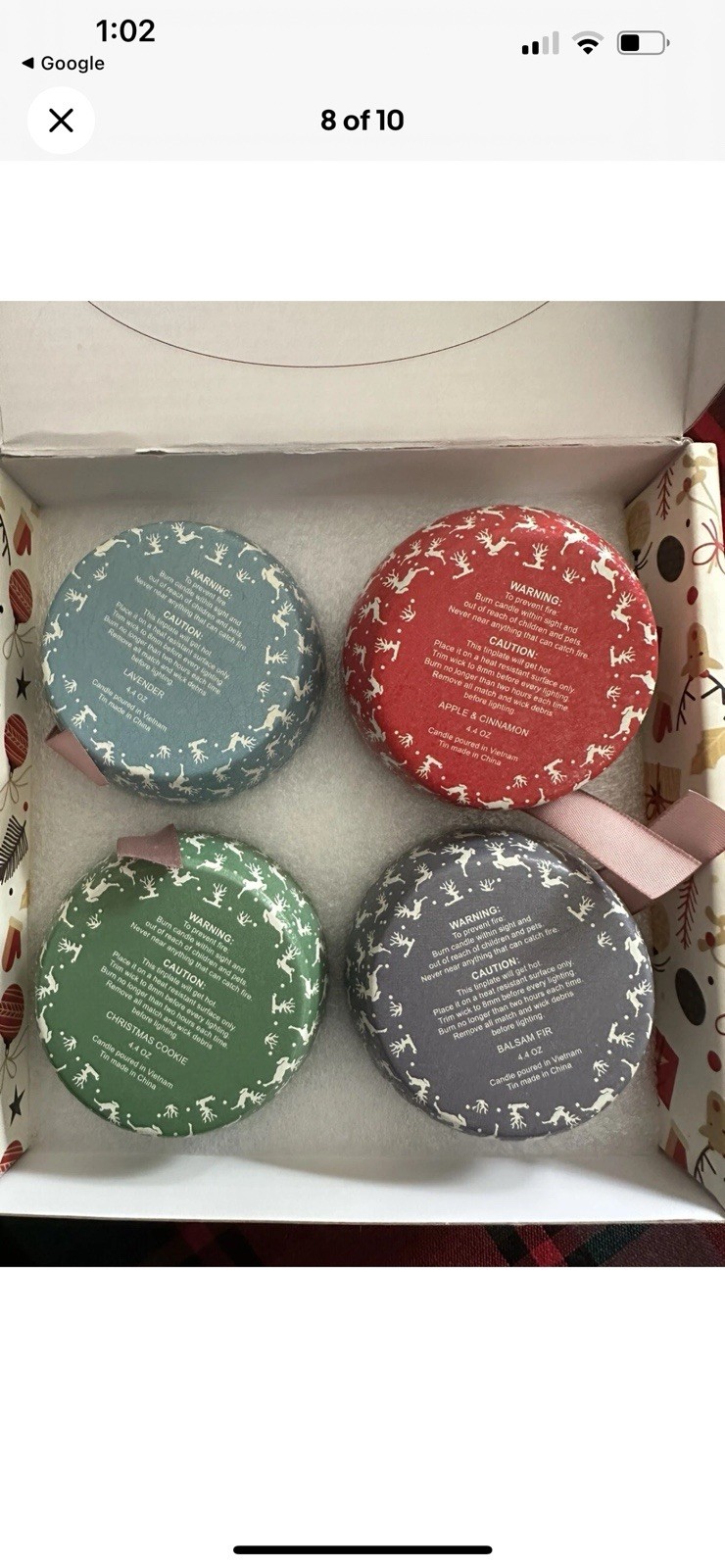 Scented Candles Gift Set Christmas Natural Soy Wax 2.5 Oz / Tin Unit Unopened