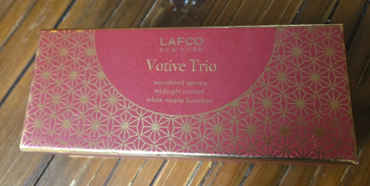 LAFCO NEW YORK Votive Trio Woodland Spruce, Midnight Currant White Maple Bourbon