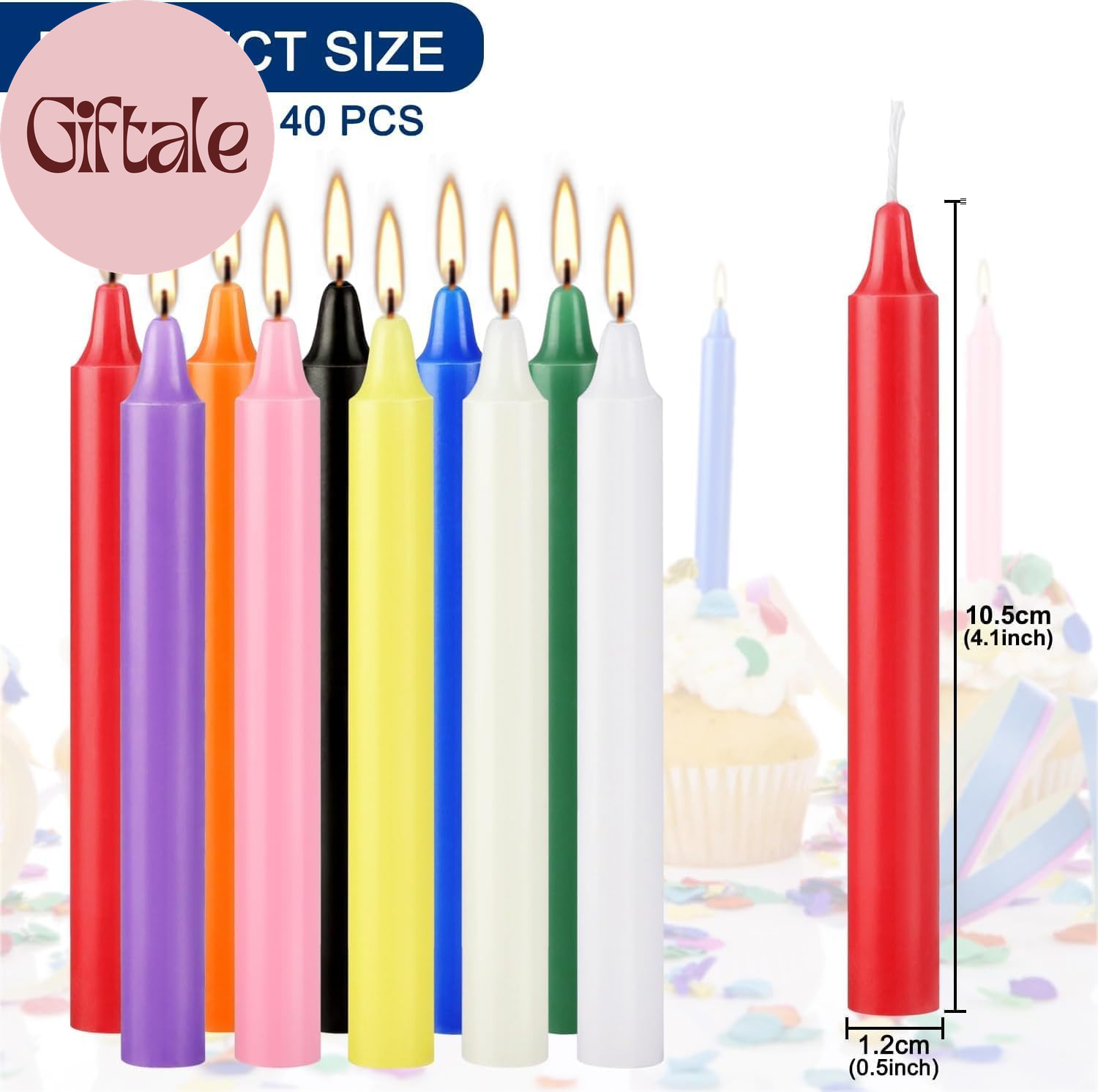 40 Pack Spell Chime Candles-4 Inch Multi-Colored Taper Candles Sticks-For Home D