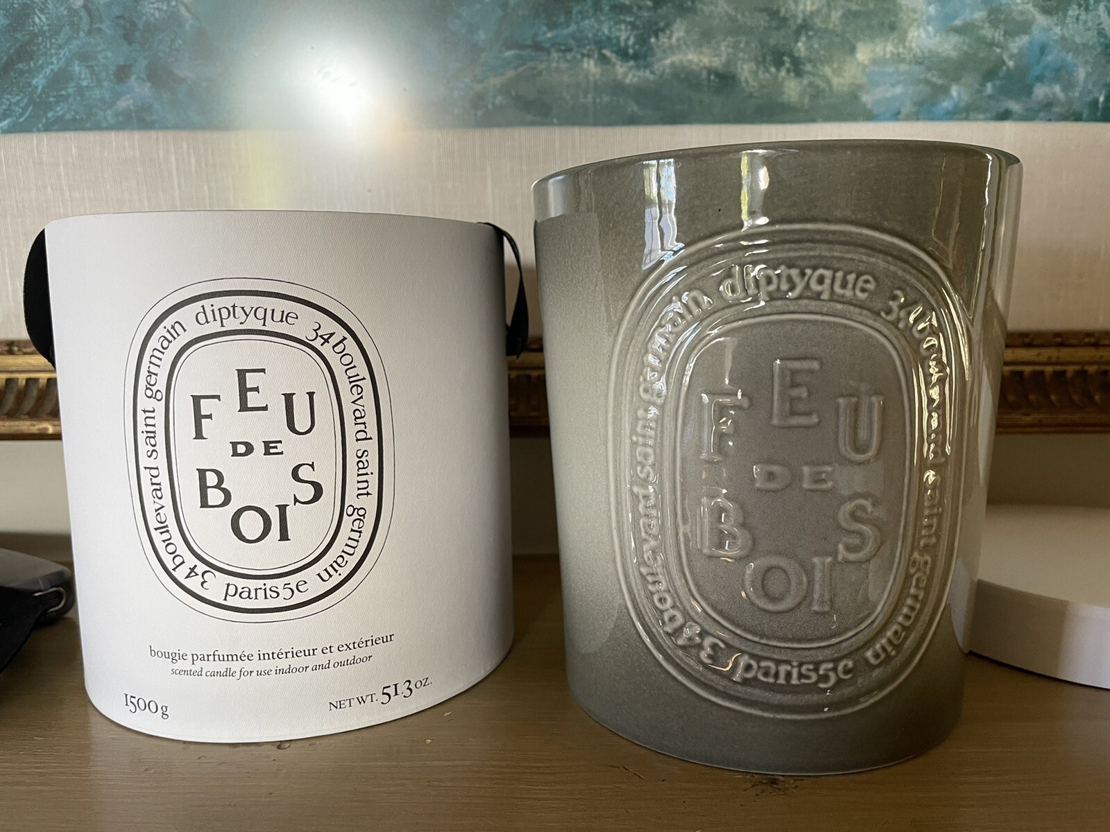 Diptyque Feu de bois Indoor/Outdoor Ceramic Candle-51.3 oz Gray