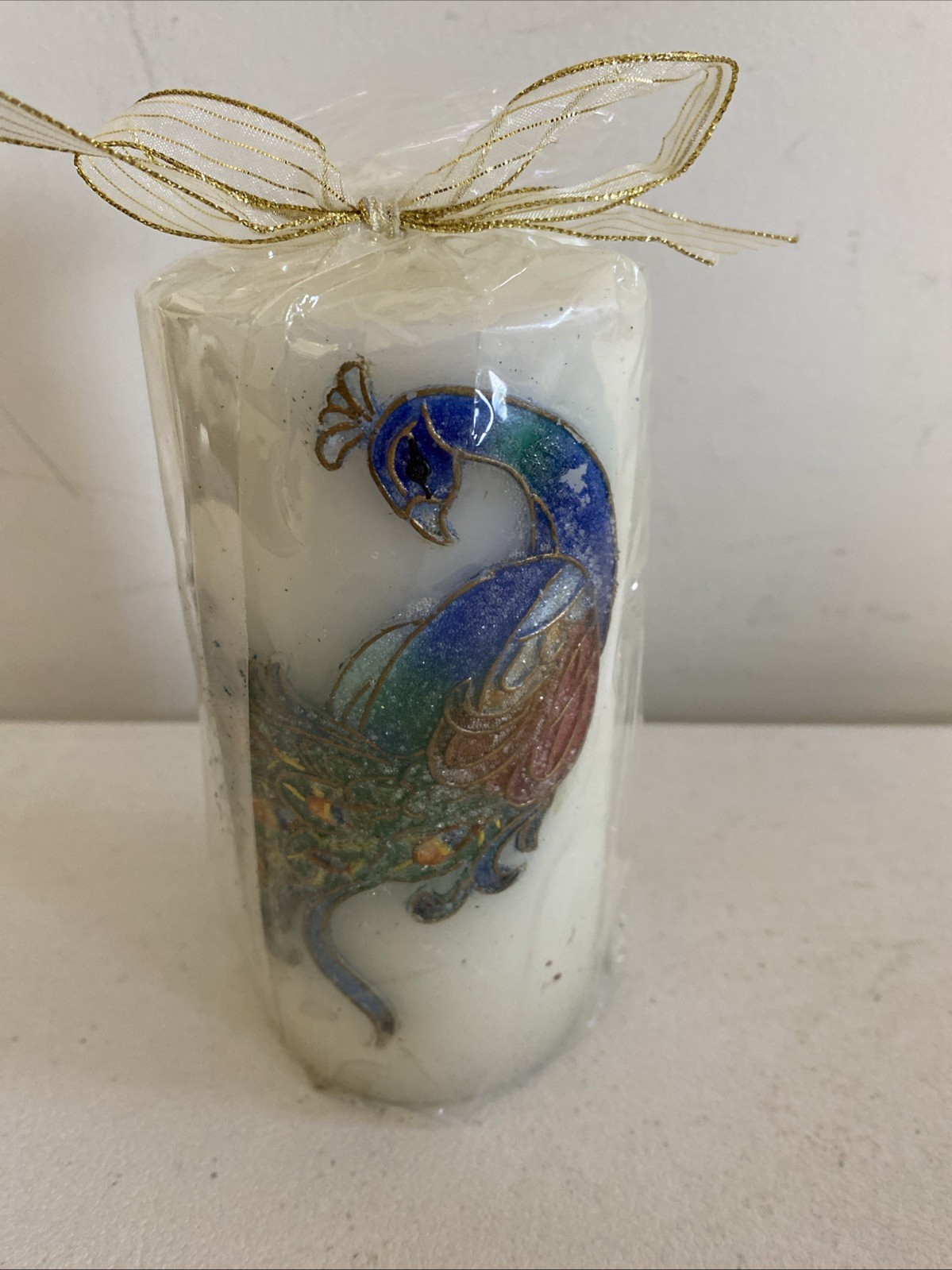 Pier One Imports Peacock Unscented Decorative Candle NEW