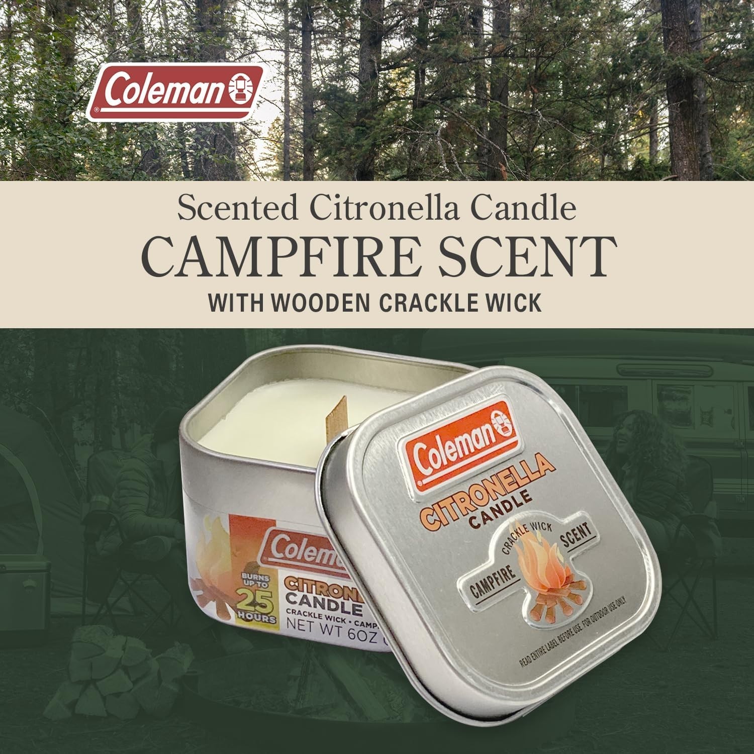 Cream Square Citronella Candle in Antique Tin – Perfect for Outdoor Celebrations