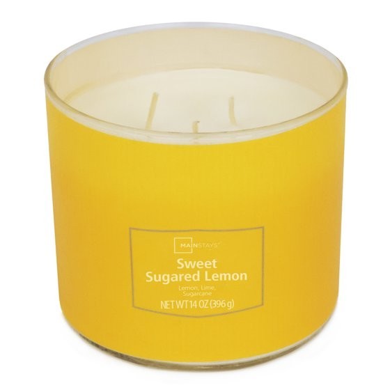 Mainstays 3-Wick Textured Wrap Sweet Sugared Lemon, 14-Ounce