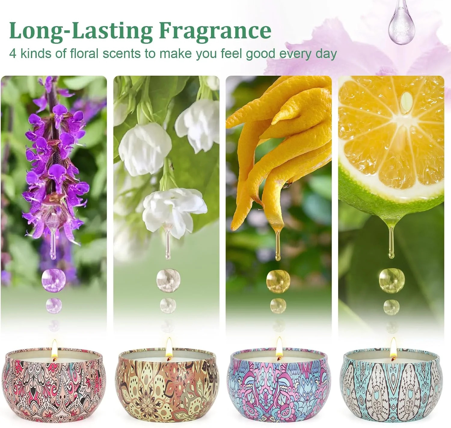 Scented Candles Gifts for Women 4 Pack Aromatherapy Candle Up to 90 Hours Home S