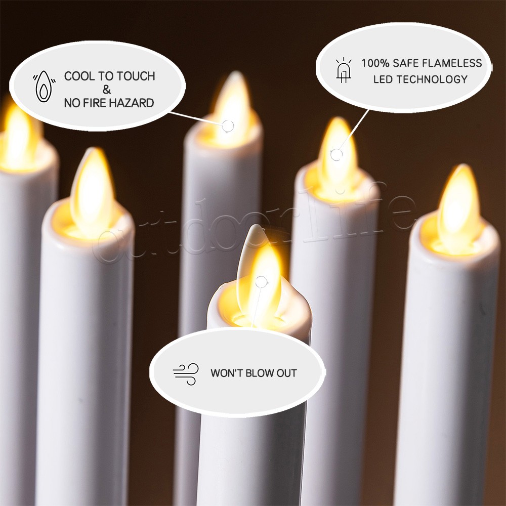 4PCS Luminara Flameless LED Wax Taper Candles with Remote Moving Wick White 9.5″