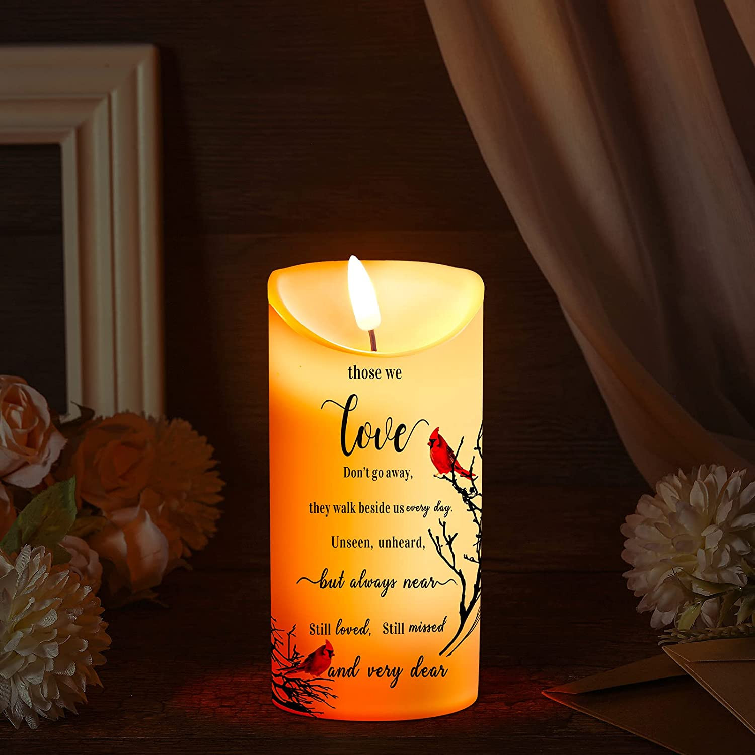 Gerrii Memorial Candles Sympathy Gifts LED Flameless Cardinal Bereavement Candle