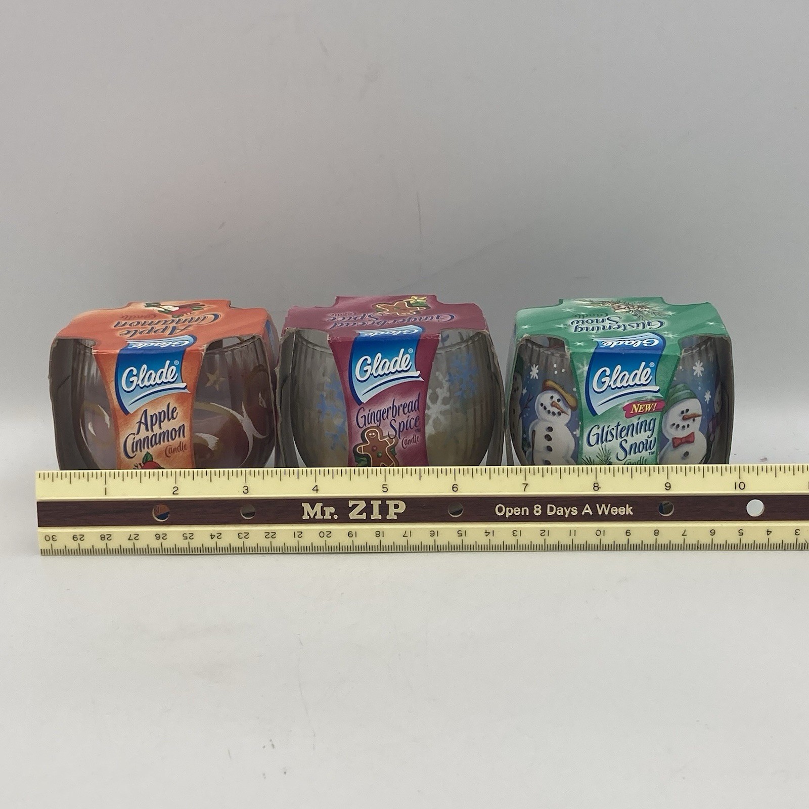 Glade Candle Christmas 2003 Gingerbread Spice Glistening Snow Apple Cinnamon