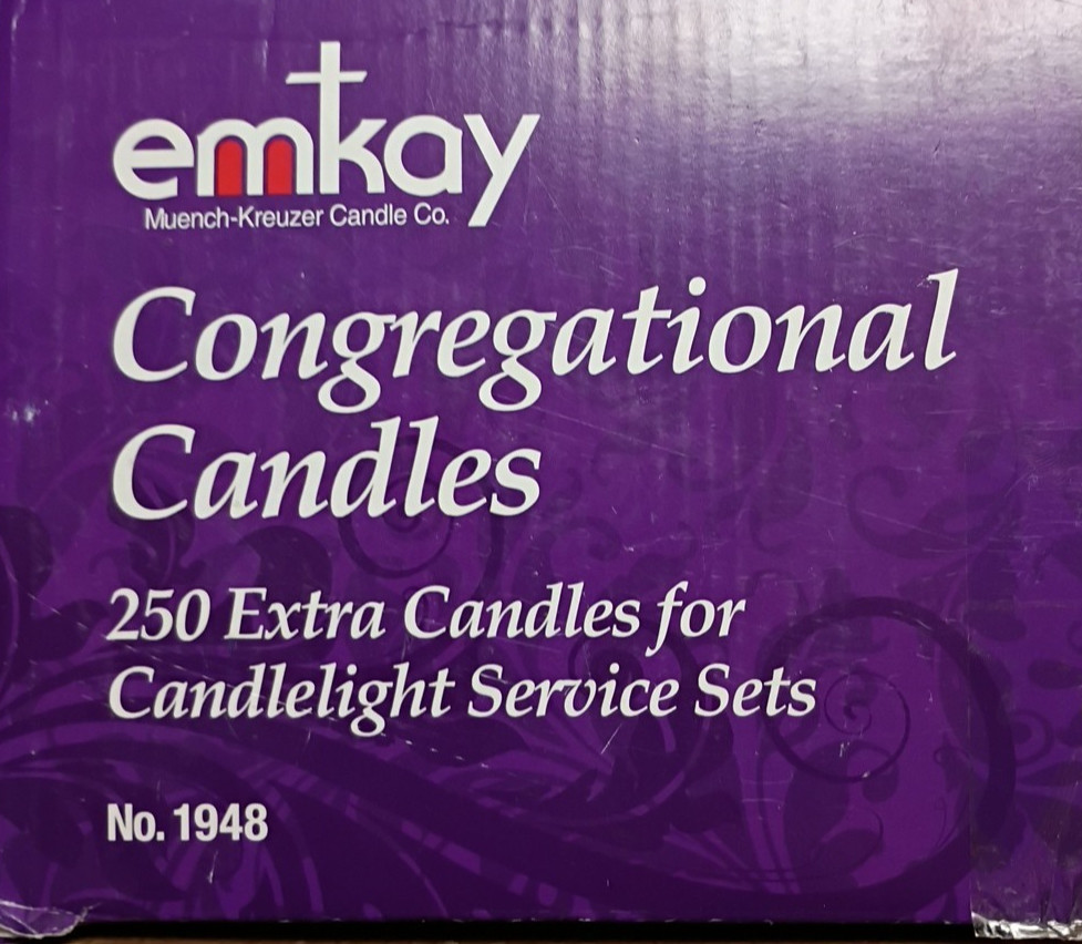 Emkay Congregational Church Candles 250 White Unscented Small Wax No. 1948 Vigil