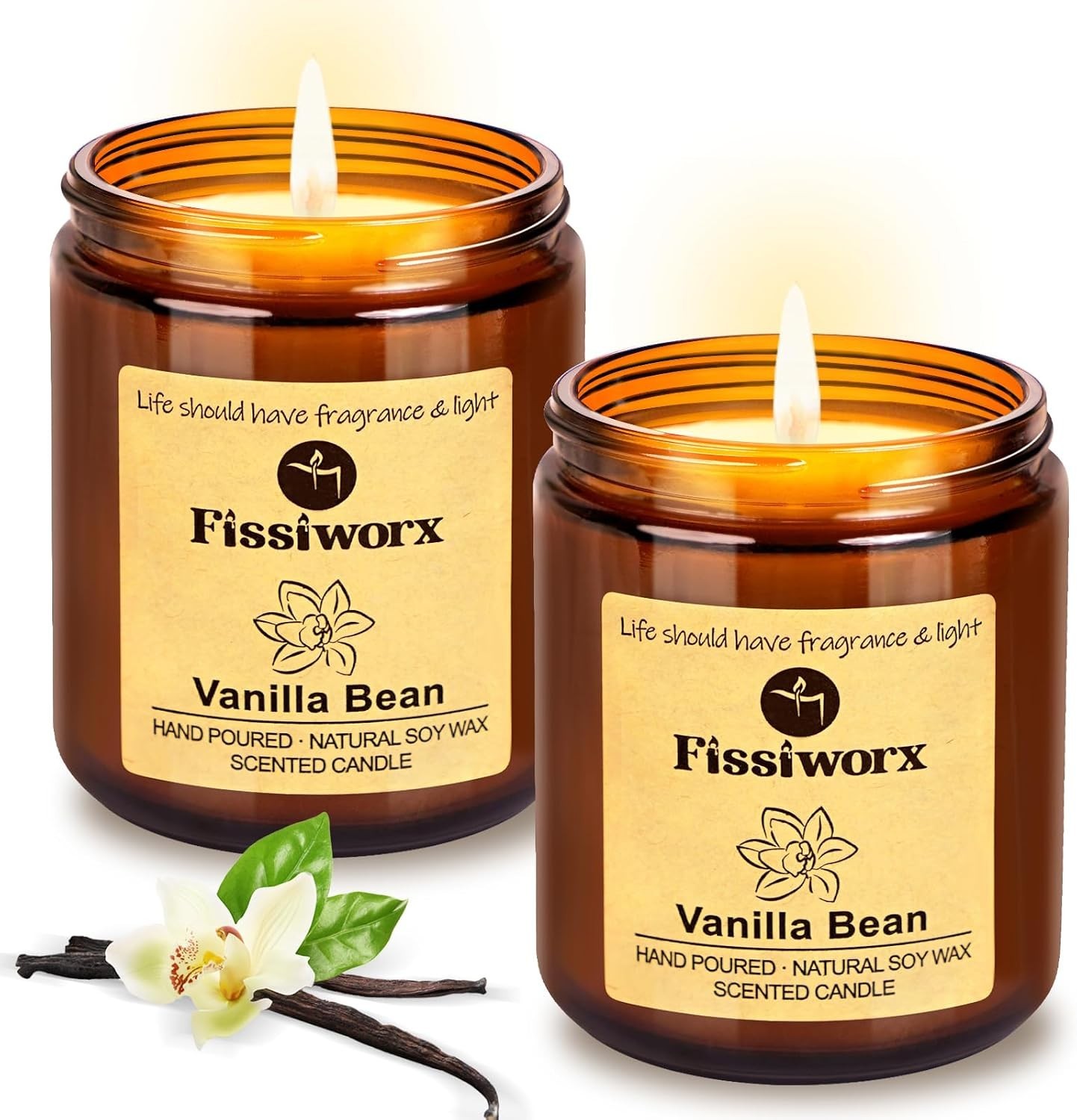 Vanilla Scented Candle Set 2 Pack, Candle for Home Scented, Odor Eliminating, S