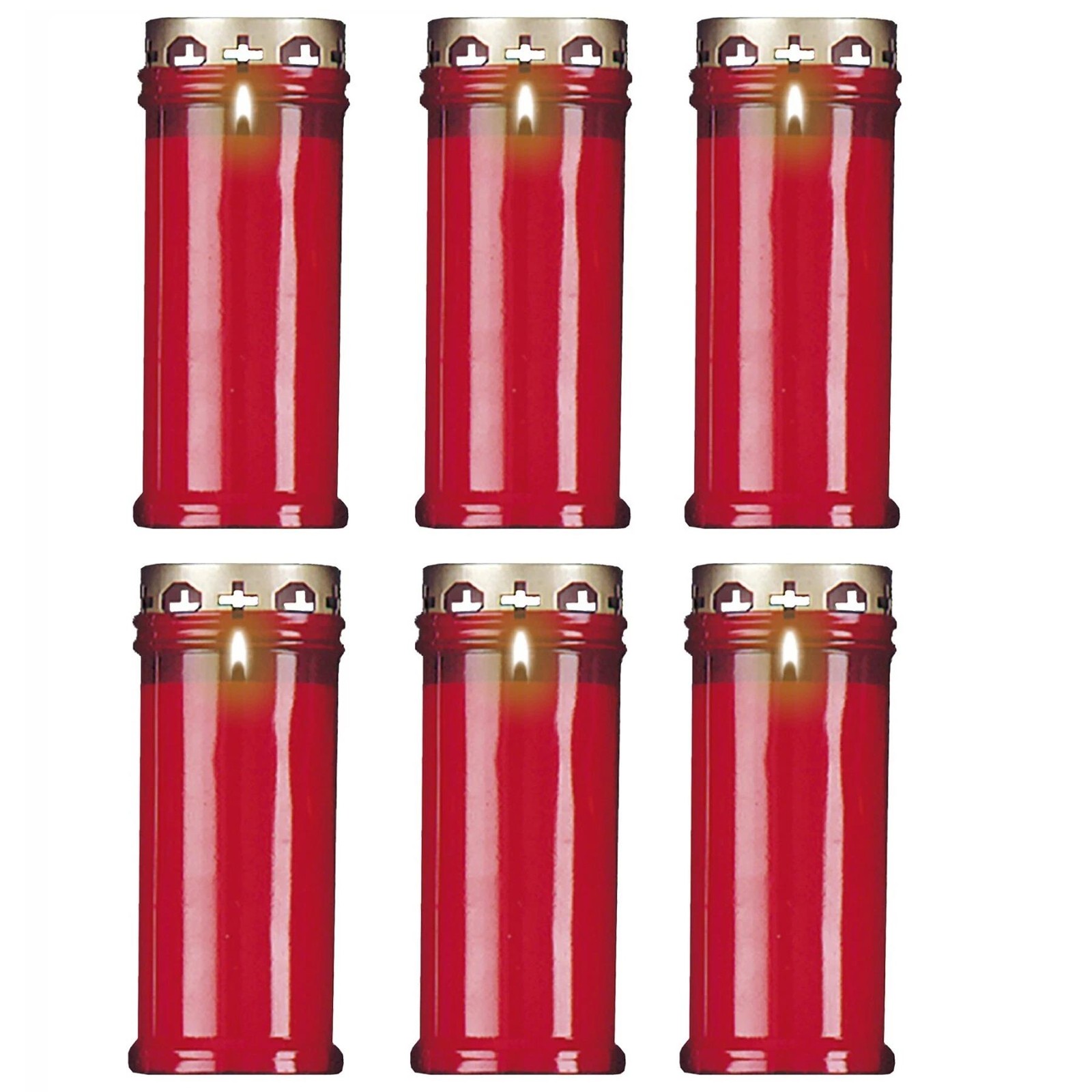 Set of 6 Red 16cm Pillar Candles Outdoor with Windproof Cap 72 Hour Burn Time