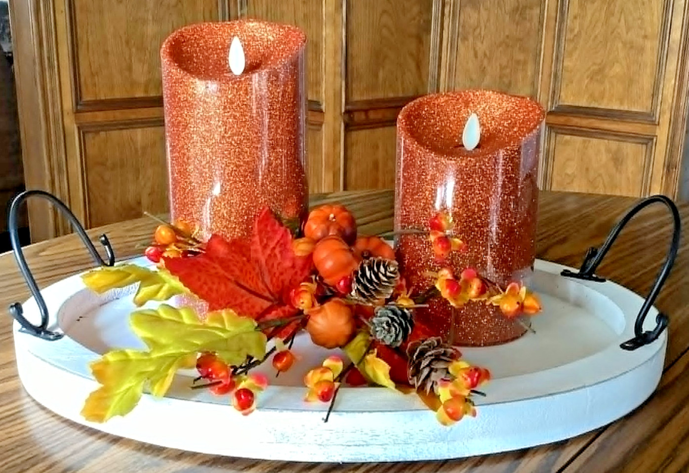 Luminara Flameless 5″&7″ Glitter Candle Set In RUST – NEW & FREE FAST SHIPPING