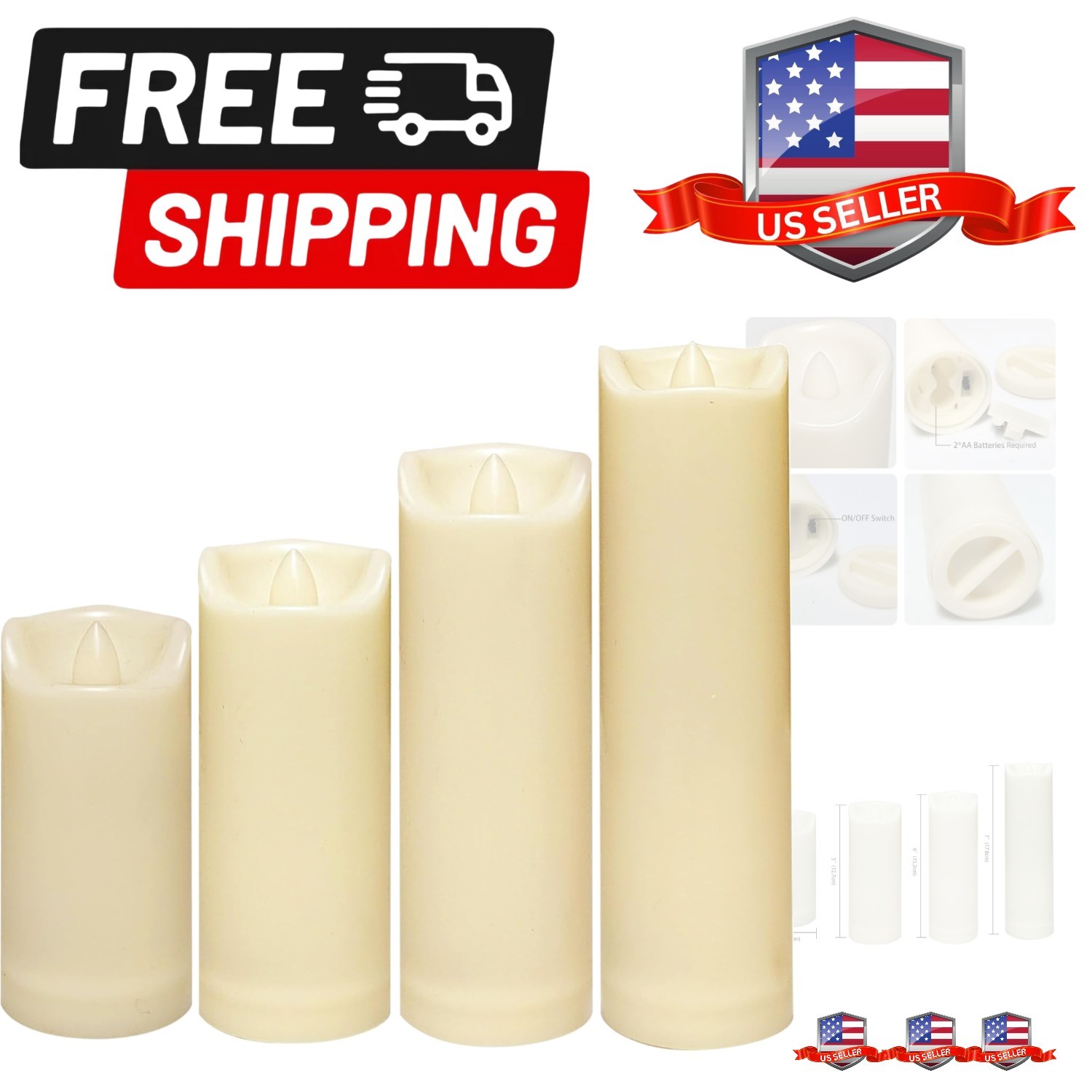 Waterproof Outdoor Battery Operated Flameless Candles with Auto Timer Flicker…