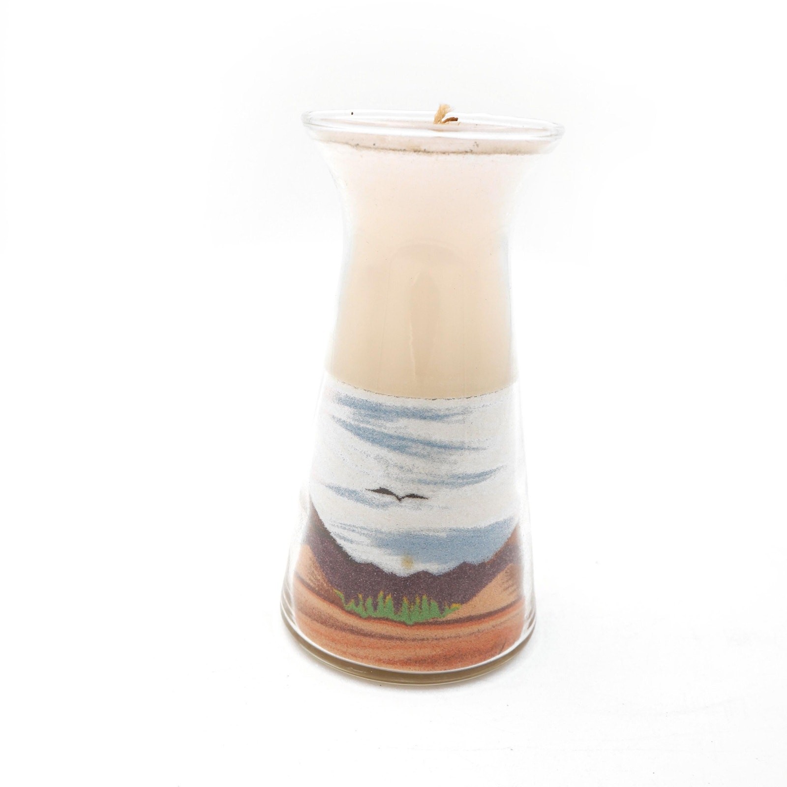 Vtg Colored Sand Art Candle Glass Bottle Brookline Creations Sandpainting Unused