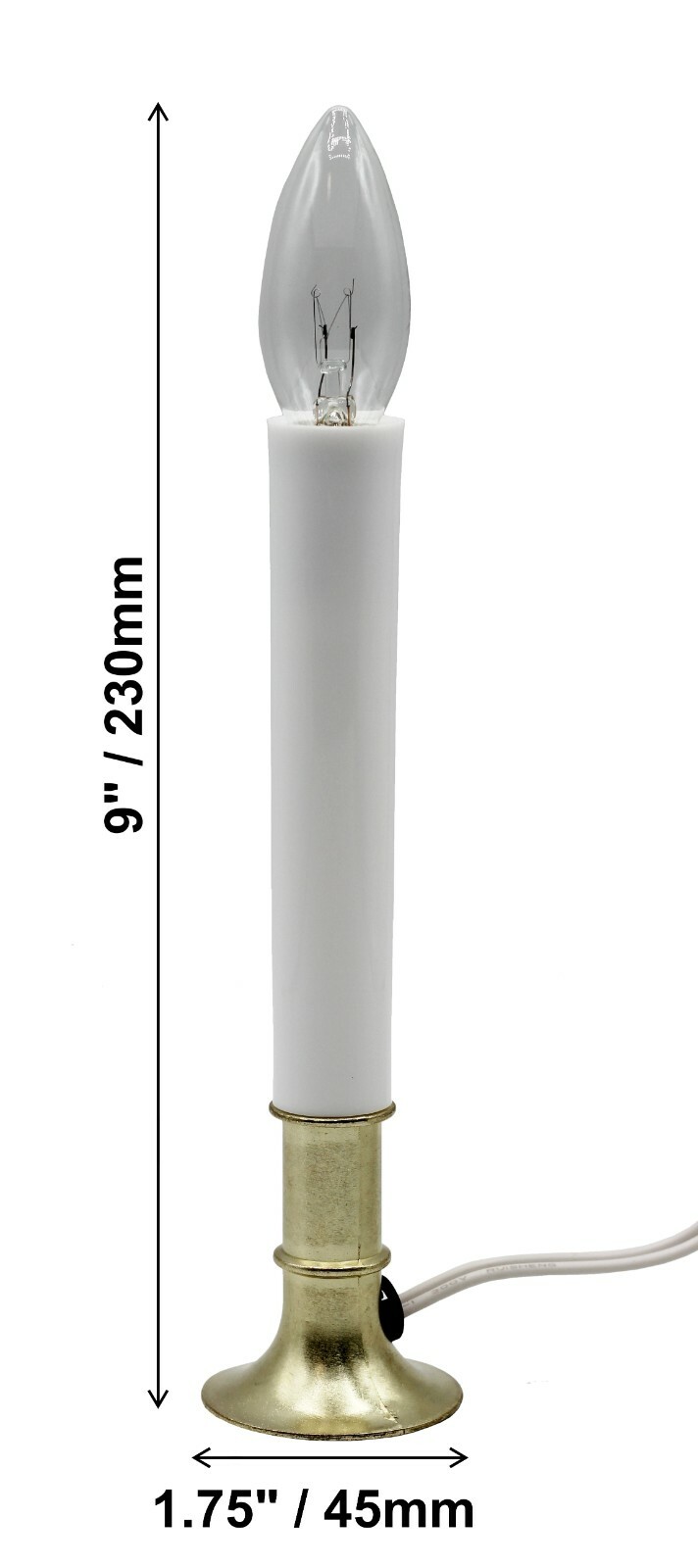 6 Electric Window Candle Lamps with Brass Plated Base, On/Off Switch, Light Bulb