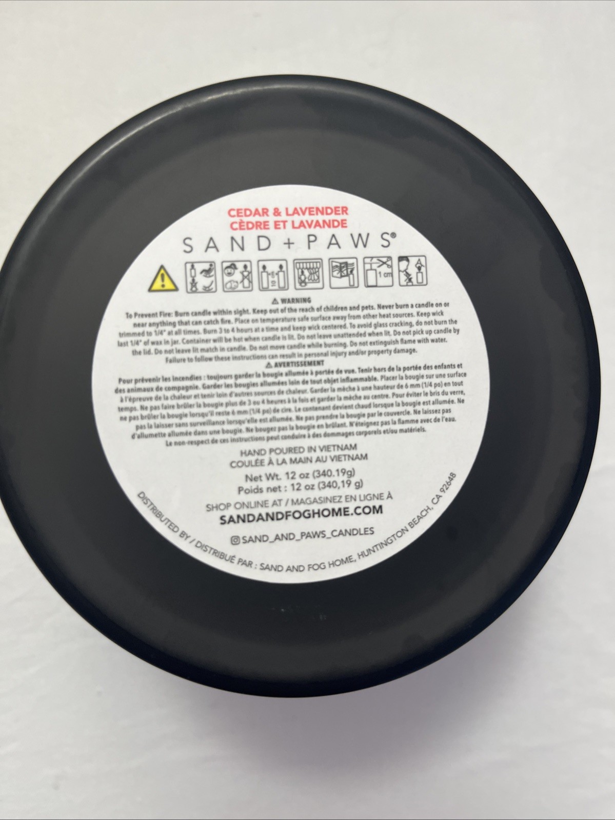 German Shepard Candle Cedar & Lavender Scented 12 oz Black Jar, Sand + Paws NEW