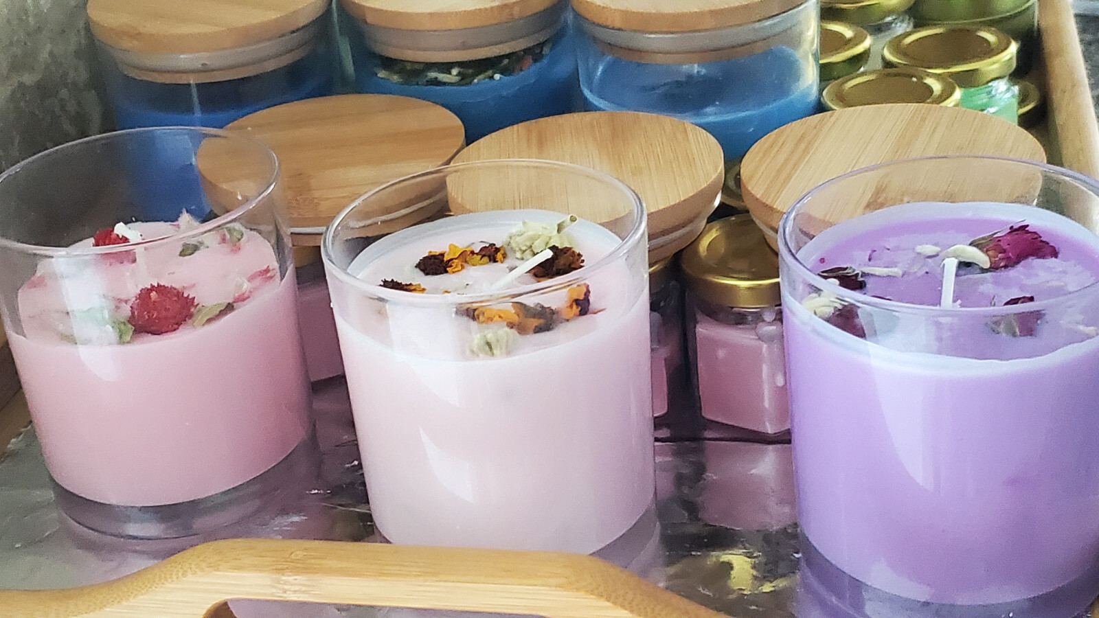3 Dried Flower Candles /GIFT Packaging