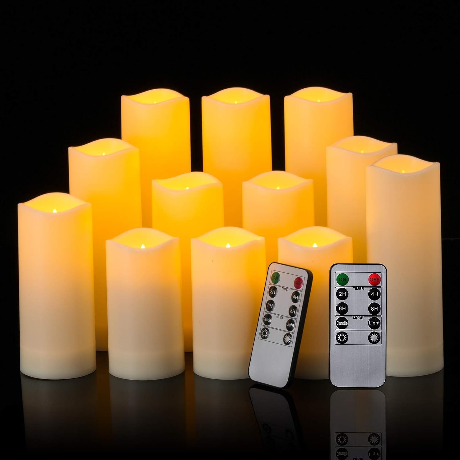 Waterproof Flickering Flameless Candles, Set of 12 Battery Operated Candles D…