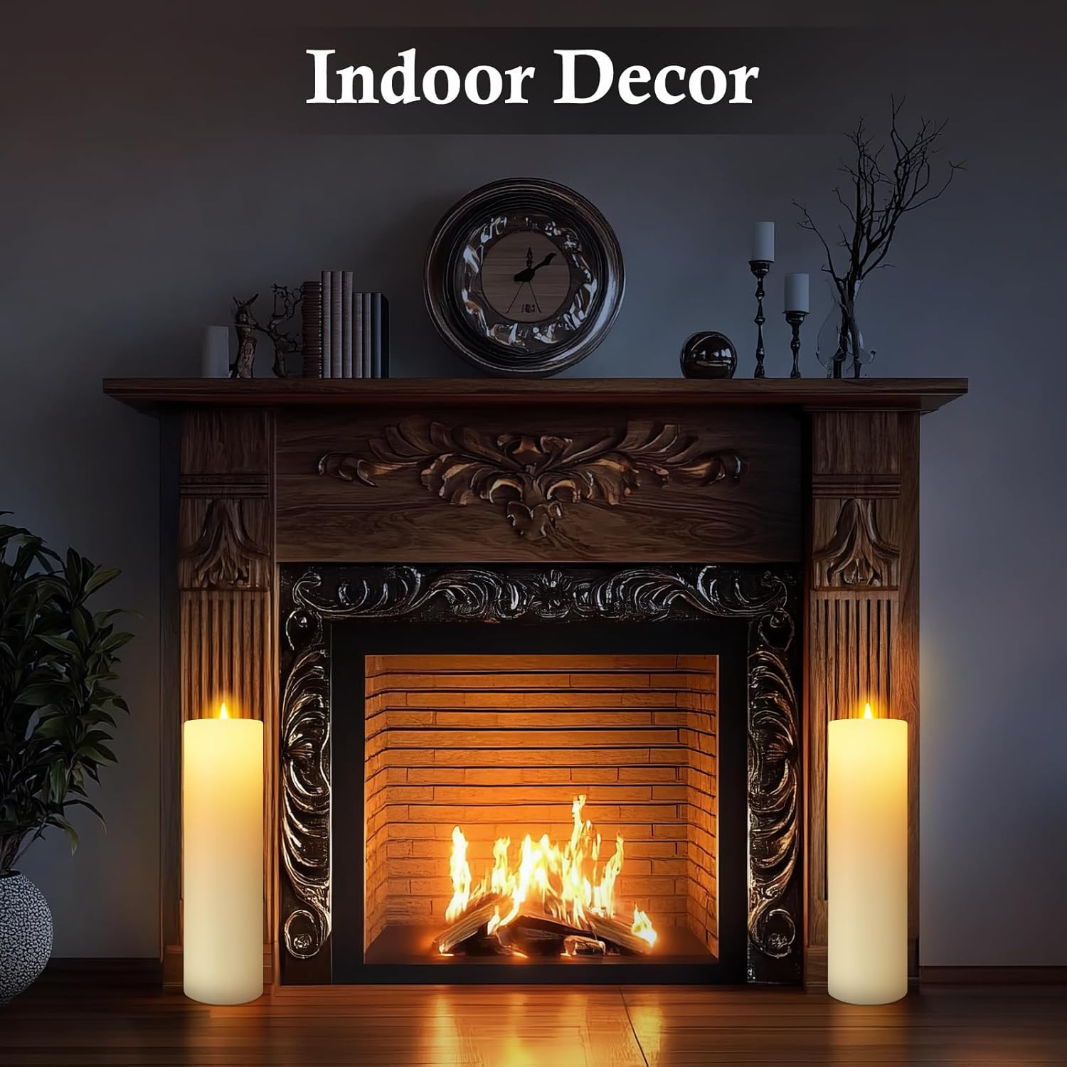 14″ X 4″ Large Outdoor Candles, Waterproof Flickering LED Flameless Candles with