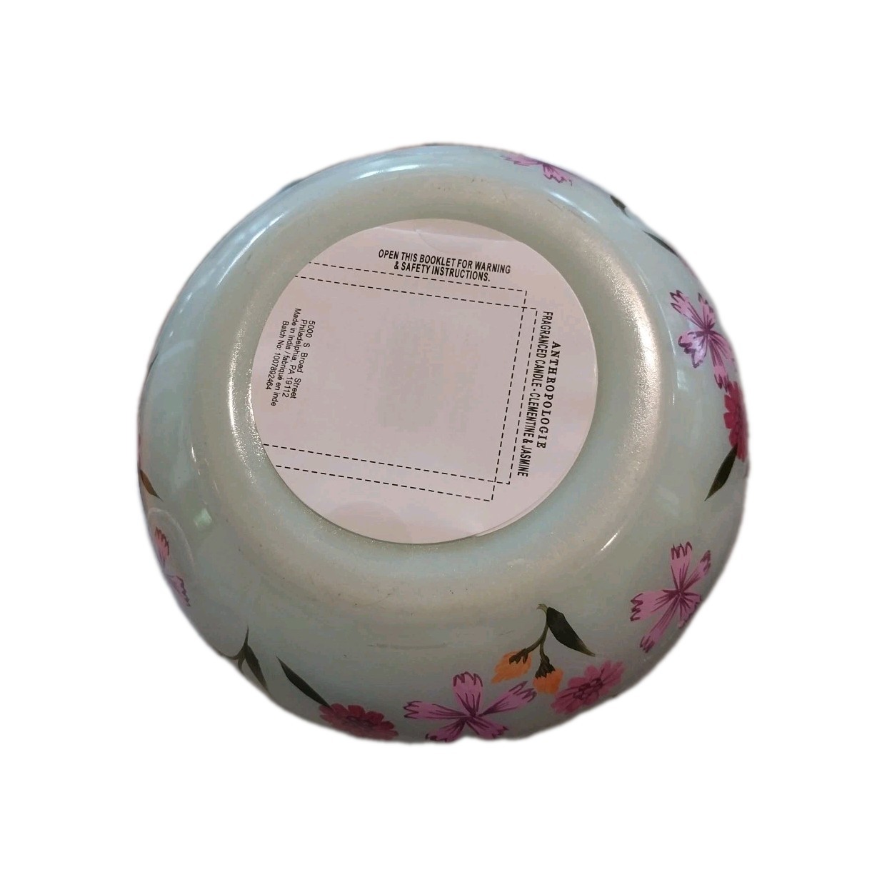 Anthropologie Etched Fruity Clementine & Jasmine Glass Candle Floral Botanical