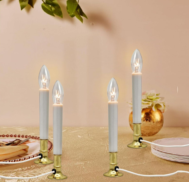 Electric Window Candle Lamp 7W Edison Bulb Dusk to Dawn Sensor Holiday Decor