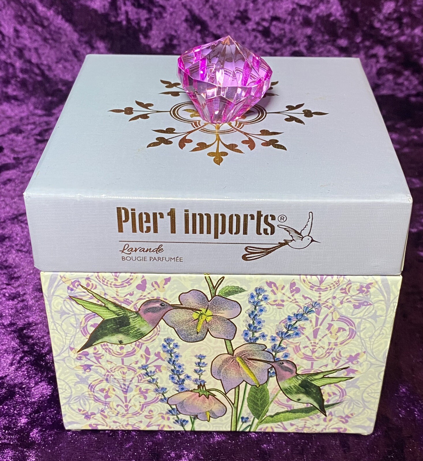 Pier 1 Candle Lavender Gift Box 11 oz Scented Purple Glass Jar New