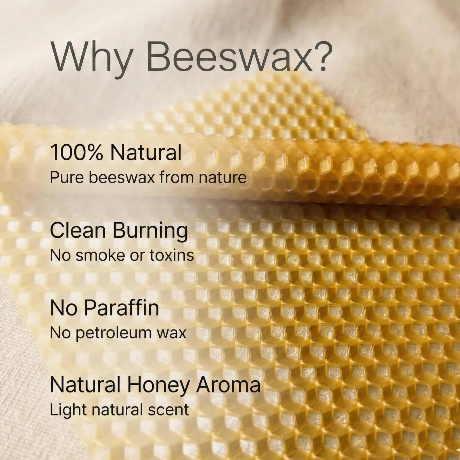Beeswax Taper Candles 8in Hand Rolled Natural Honeycomb Set 6 12 24