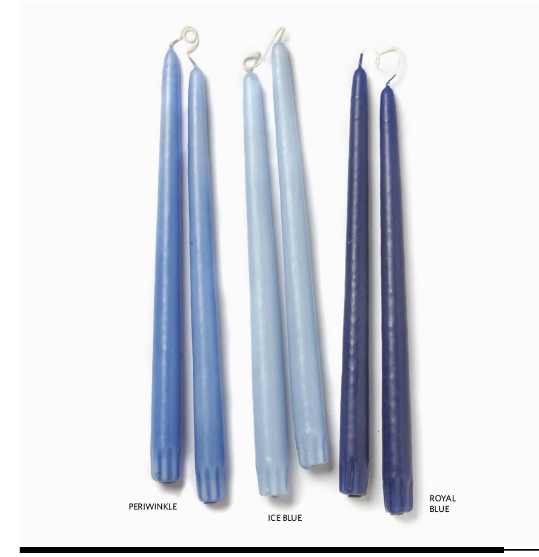 Yummi Unscented Blue Wax Taper Candle Set, 12 Pack, 8+ Hour Burn Time