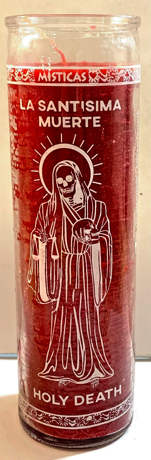 Holy Death (Santa Muerte) 7 Day Red Unscented Candle In Glass, 1 Count
