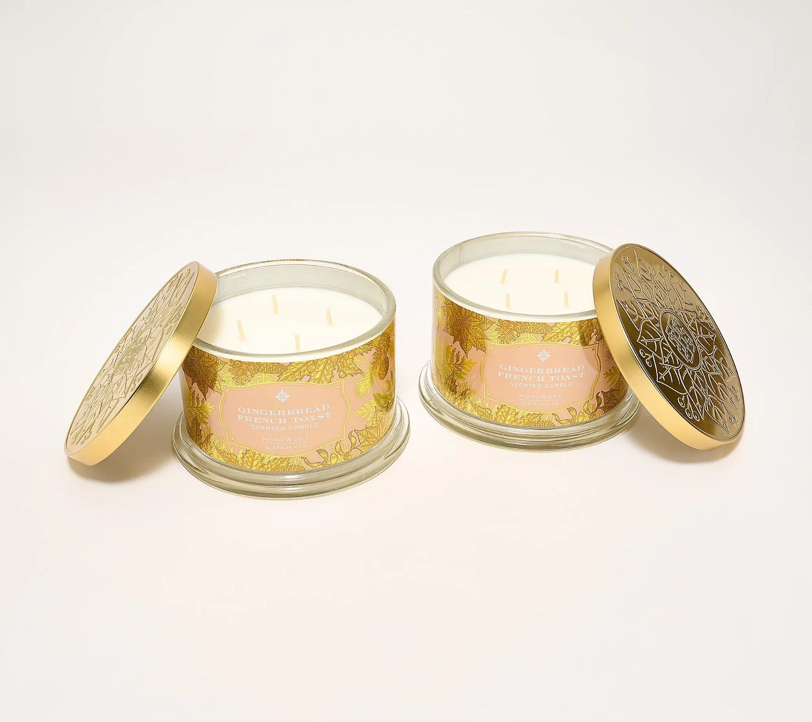 HomeWorx by Slatkin + Co. S/2 18oz Gingerbrd FT Candles