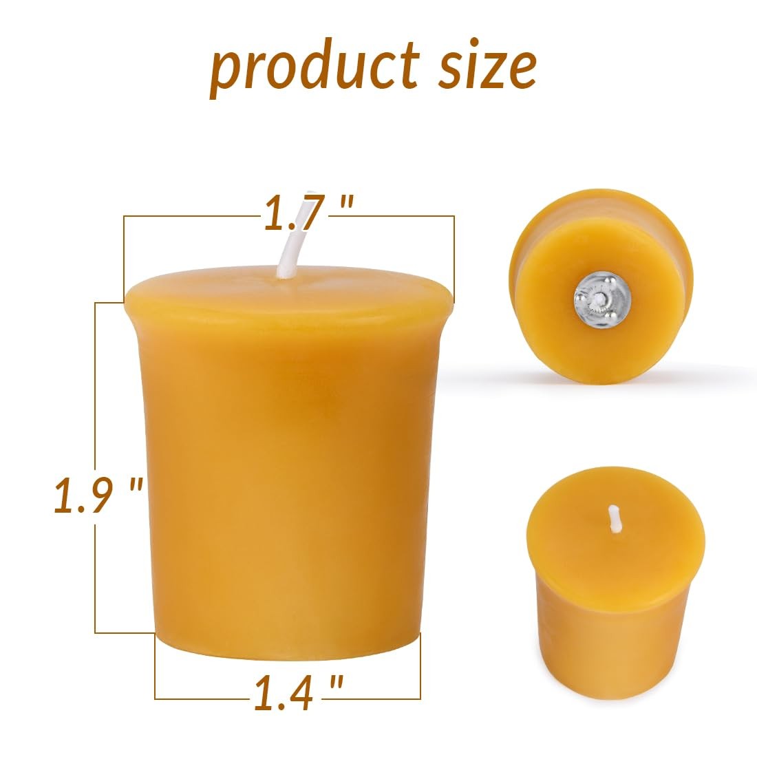 AGLARY 6PCS Pure Beeswax Votive Candles in Glass Cup, Raw with
